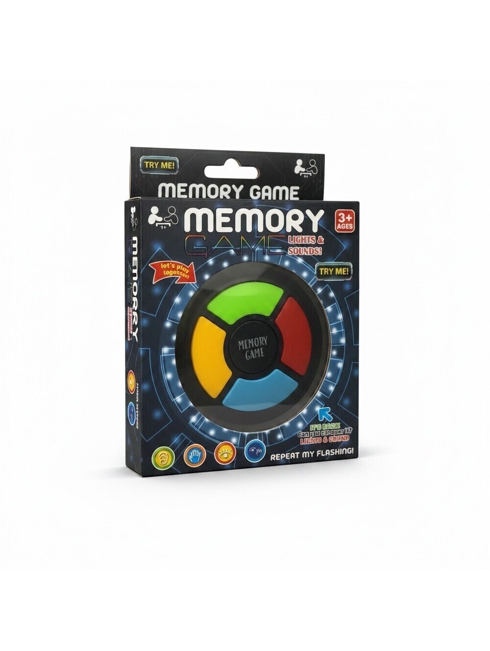 Memory Game Electronic Kids Toy Lights & Sounds 3+ Try Me Repeat Flashing Button